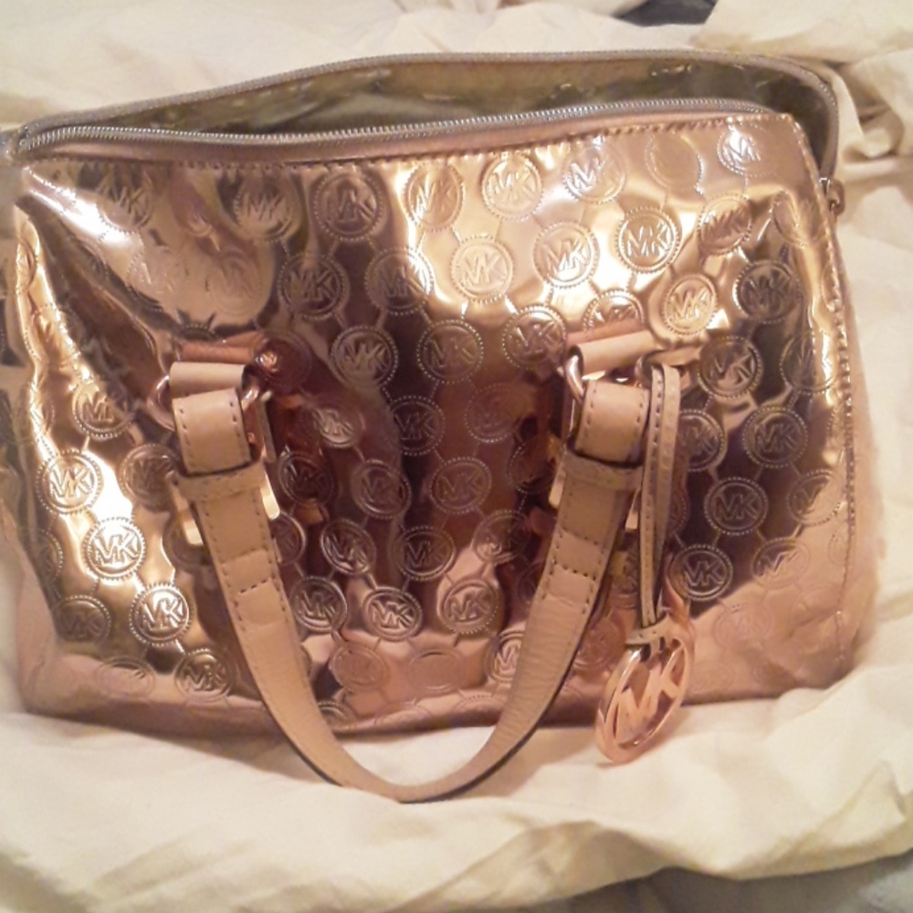 Authentic Michael Kors mirror metallic handbag